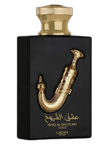 Lattafa Perfumes Ishq Al Shuyukh Gold perfume bottle